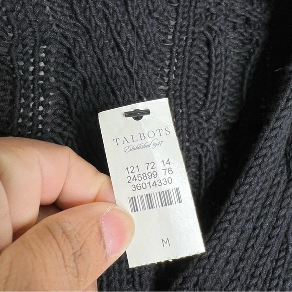Talbots Oversized Chunky Open Front Cardigan Sweater Cable Knit Long Sleeve M - Picture 6 of 6